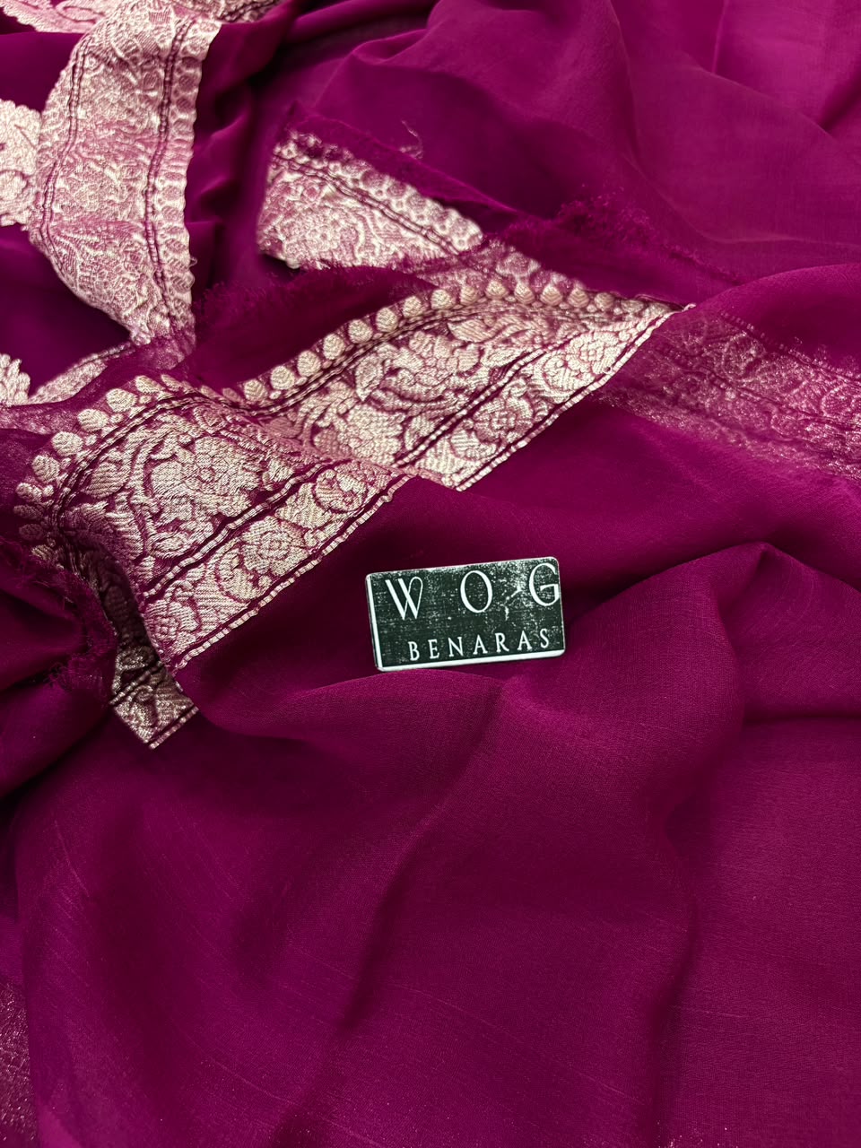 BURGUNDY PURE HANDWOVEN KHADDI CHIFFON SAREE