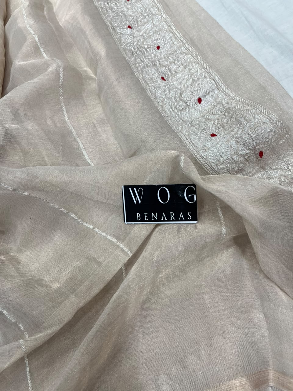 NATURAL COLOUR PURE HANDWOVEN KHADDI CHIFFON TISSUE SAREE