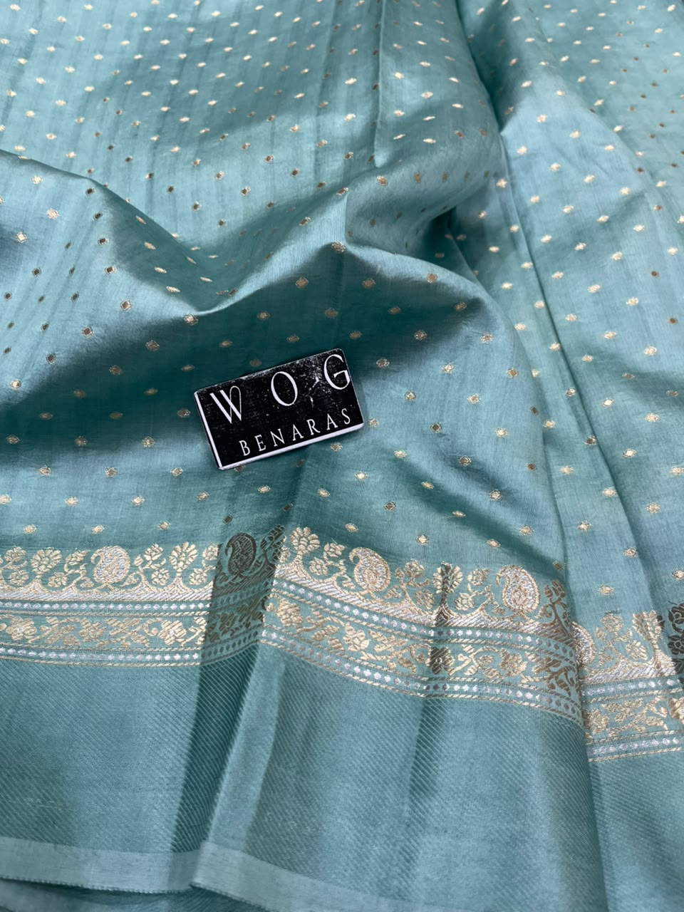 FOREST BLUE PURE RAW MANGO SILK SAREE
