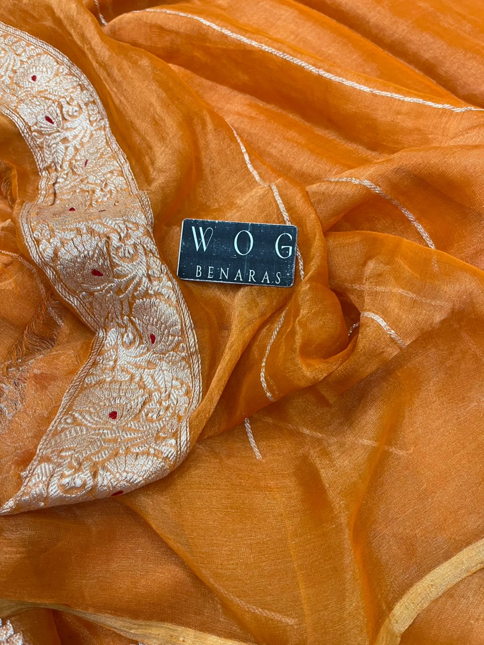 RUST PURE HANDWOVEN KHADDI CHIFFON TISSUE SAREE
