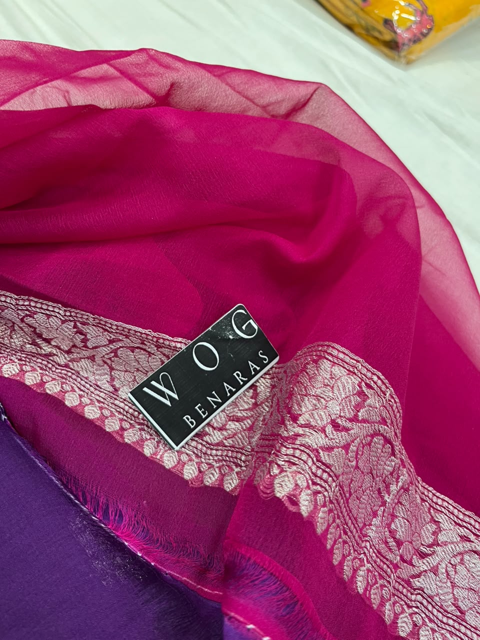 MERGENTA & RANI PURE HANDWOVEN KHADDI CHIFFON SAREE