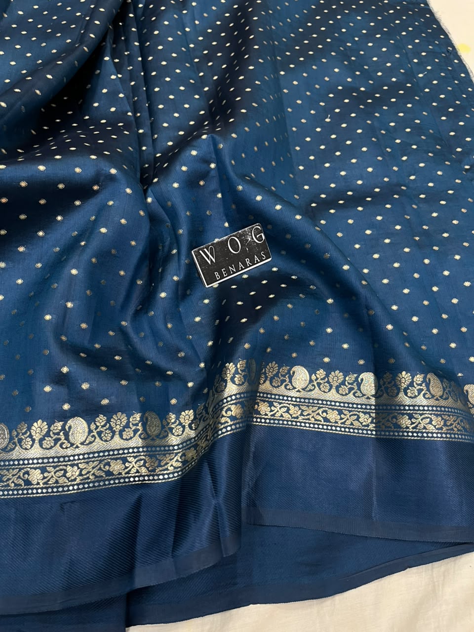 GERMAN BLUE PURE RAW MANGO SILK SAREE