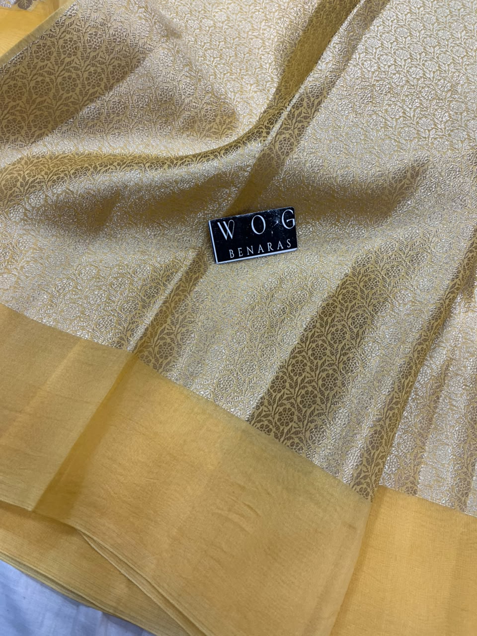 LEMON YELLOW PURE KORA SILK SAREE