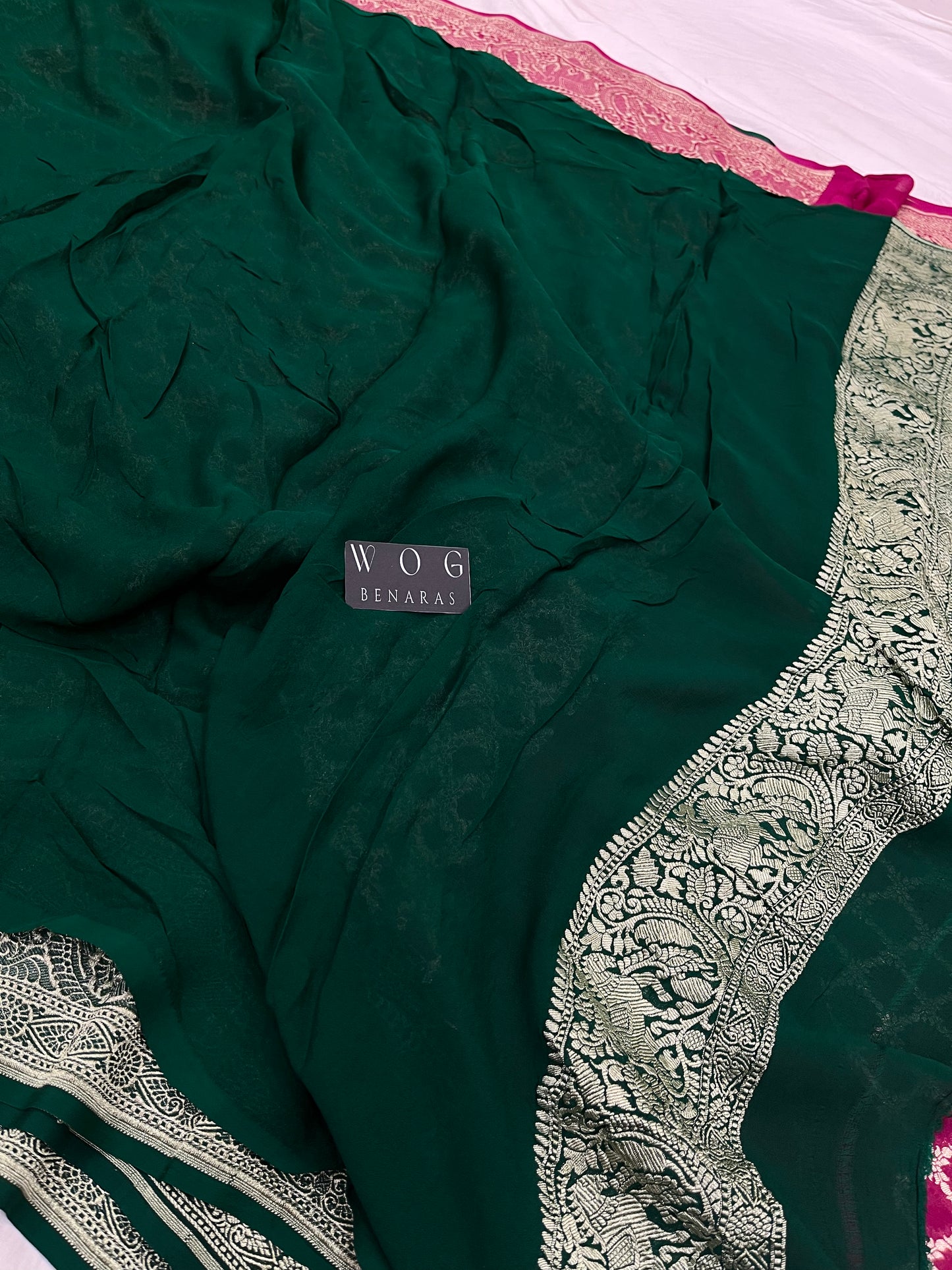 Khaddi Georgette Jall In Rani Pink Colour