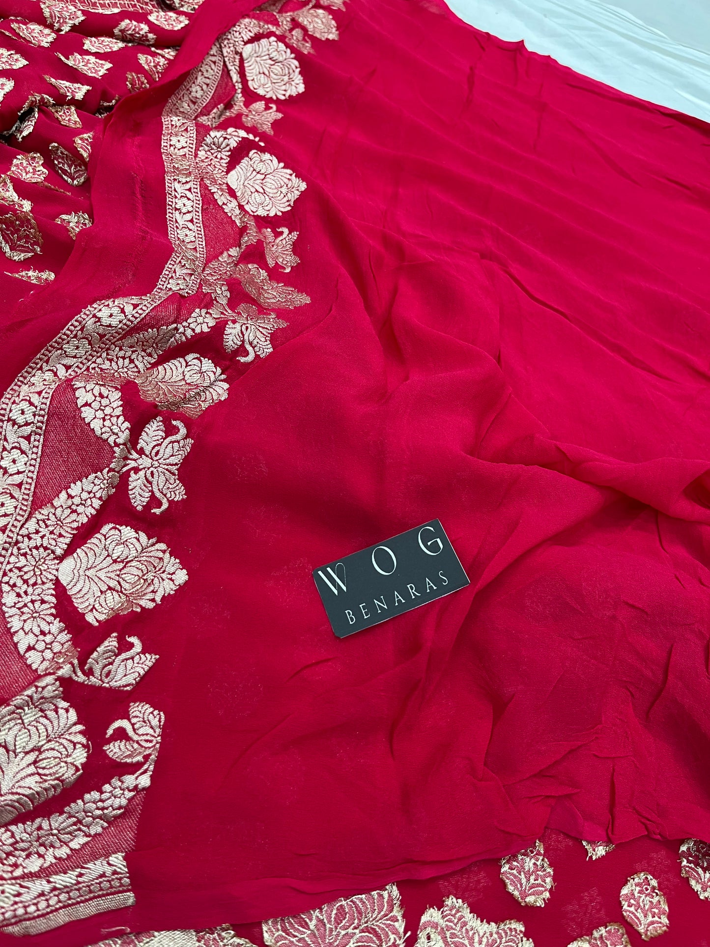 Red Khaddi Georgette Saree