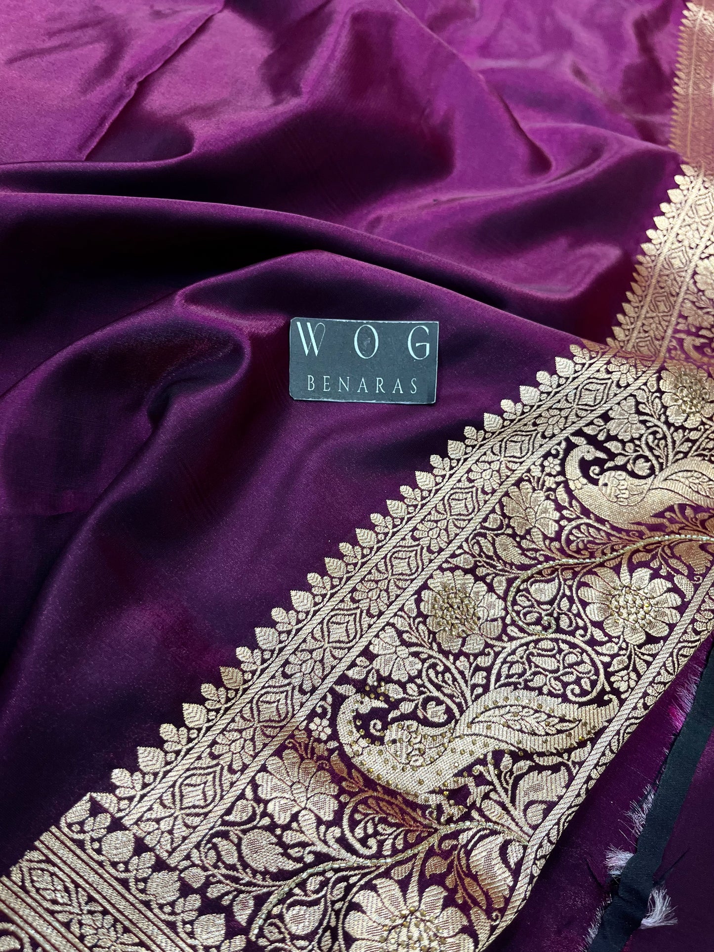 A Bridal Purple Banarasi Mayur Jall Saree with Handwork