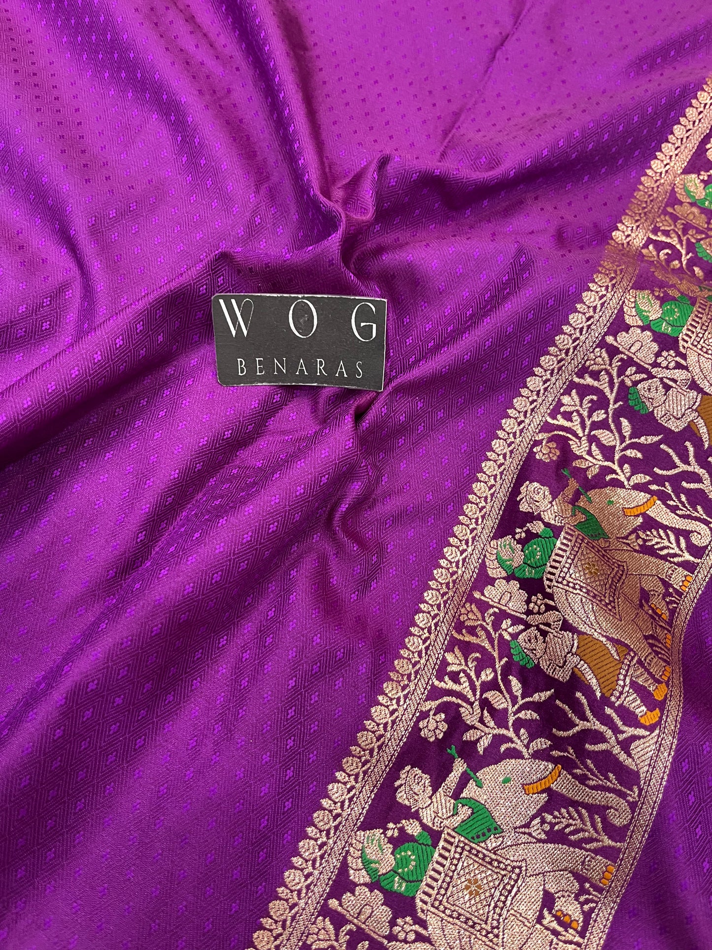 A Bridal Purple Banarasi Mayur Buta with Handwork