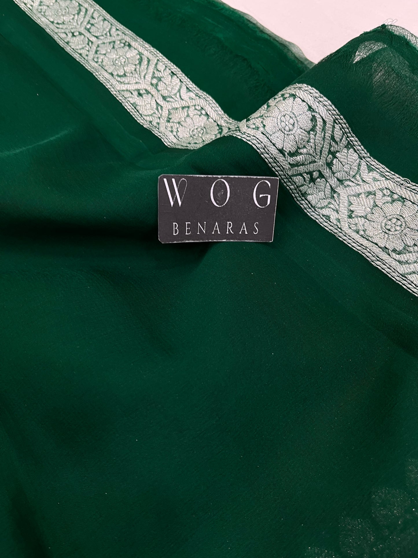 Pure Khaddi Chiffon In Bottle Green