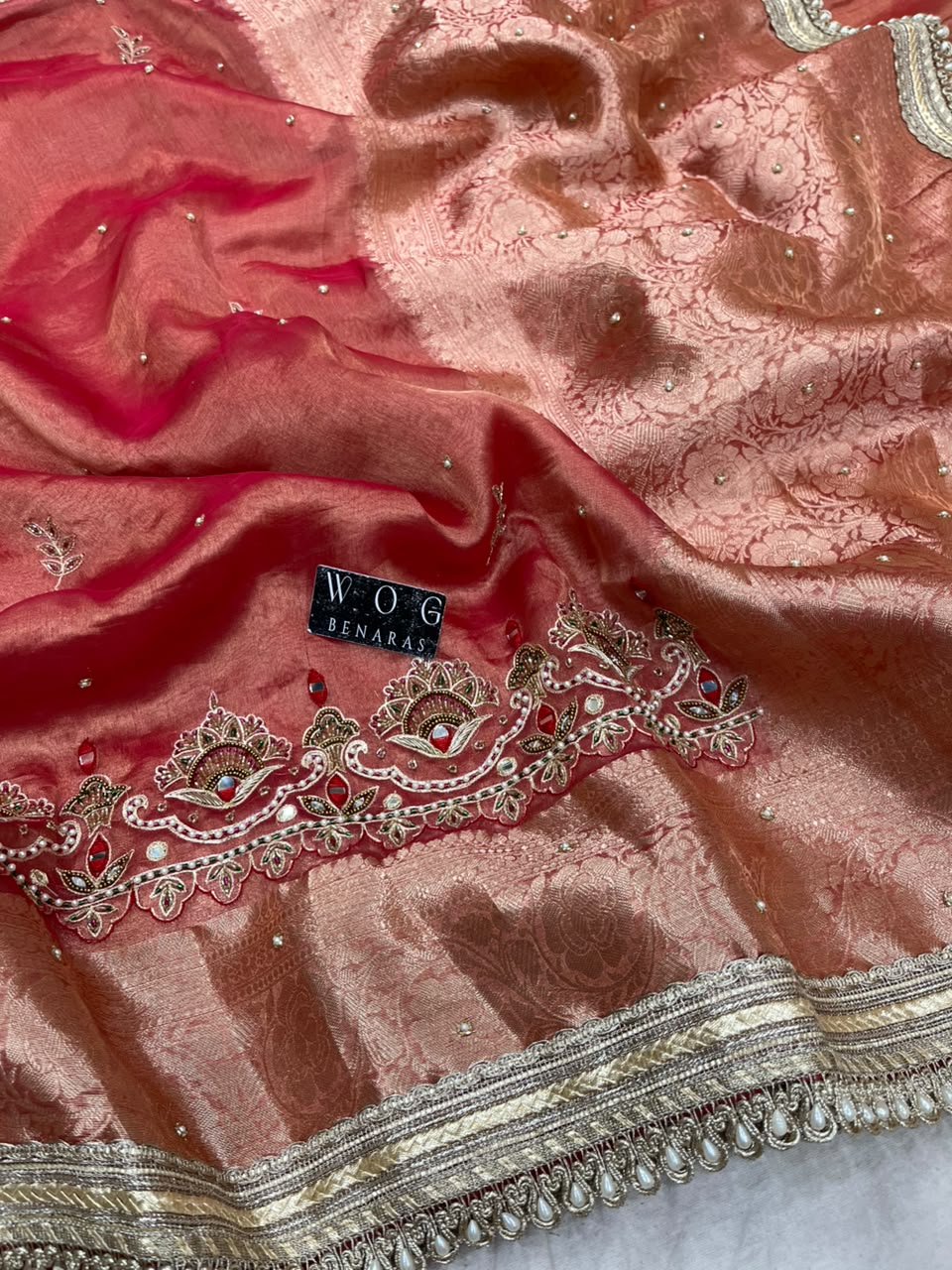PURE TISSUE SILK SAREE WITH HANDWORK