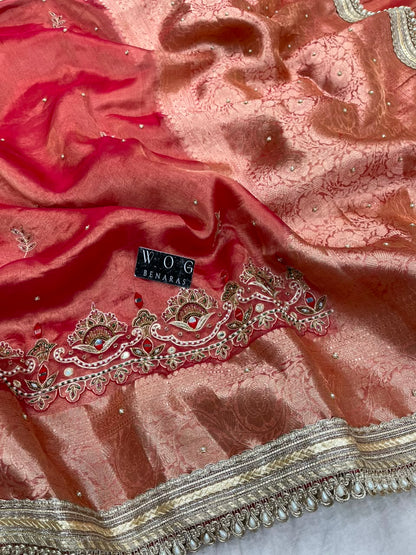 PURE TISSUE SILK SAREE WITH HANDWORK
