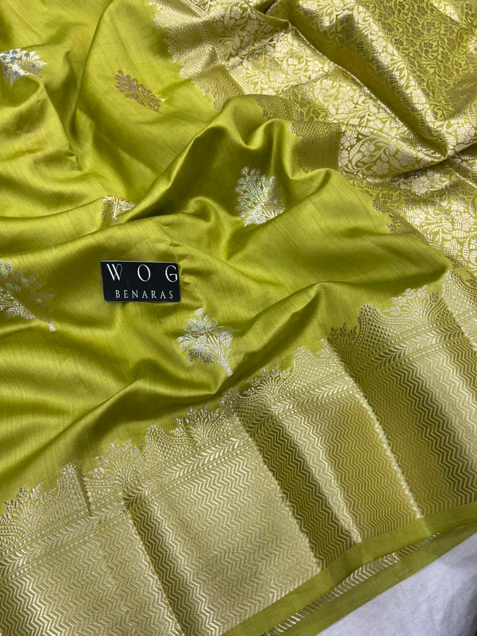 DHANI YELLOW PURE CHINIYA SILK BUTA SAREE