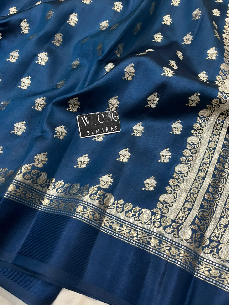 GERMAN BLUE PURE RAW MANGO SILK SAREE
