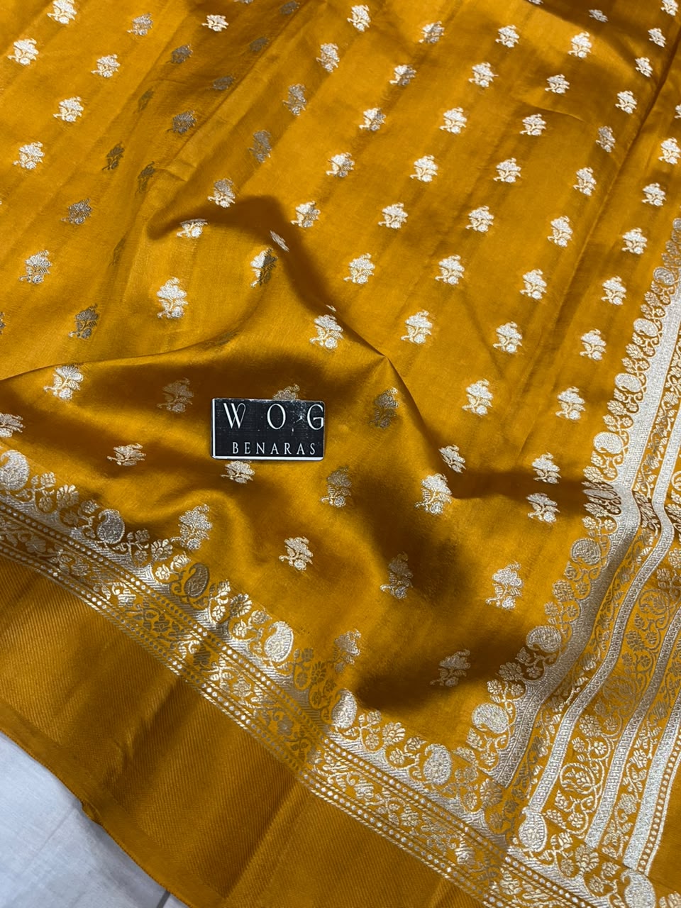 MUSTARD YELLOW PURE RAW MANGO SILK SAREE