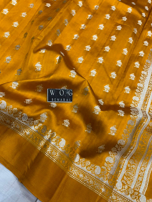 MUSTARD YELLOW PURE RAW MANGO SILK SAREE