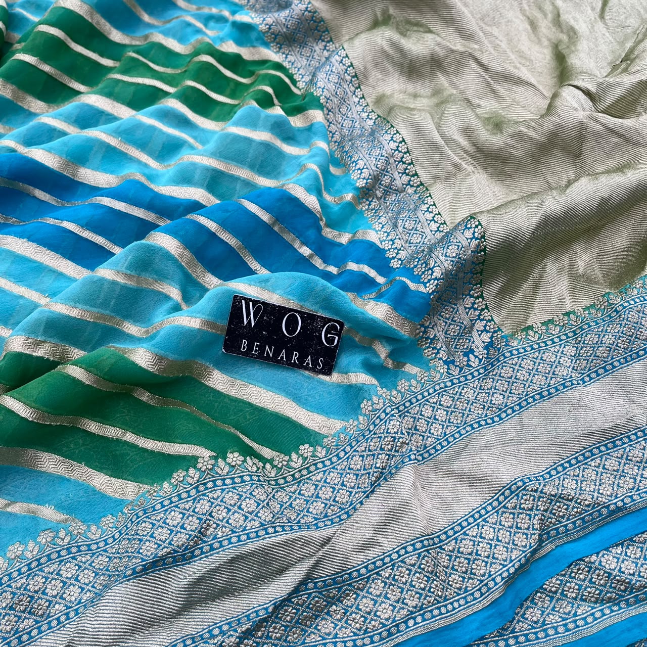 BLUE PURE KHADDI GEORGETTE SAREE IN RANGKAAT