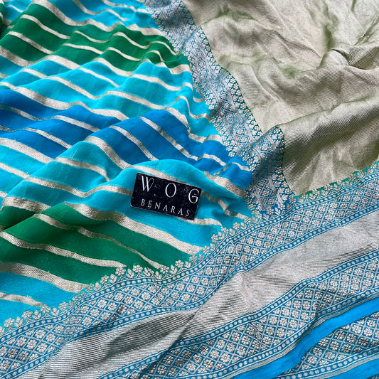 BLUE PURE KHADDI GEORGETTE SAREE IN RANGKAAT