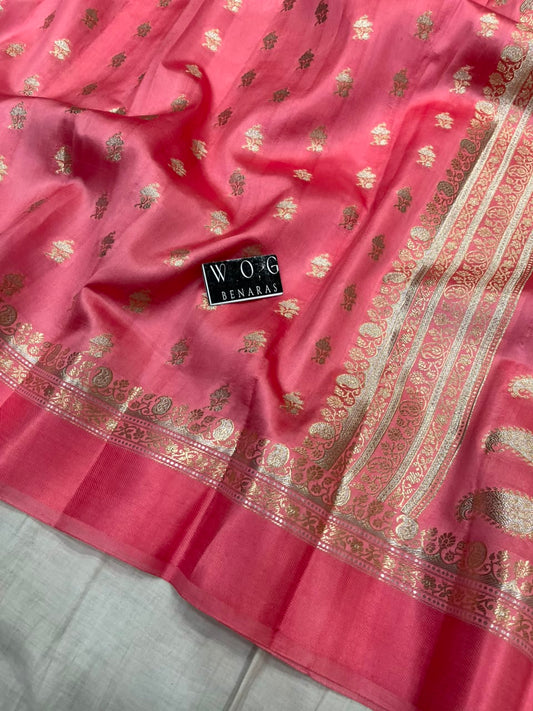 BLUSH PINK PURE RAW MANGO SILK SAREE