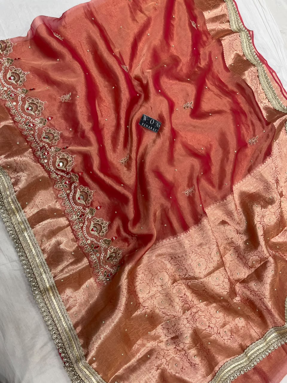 PURE TISSUE SILK SAREE WITH HANDWORK