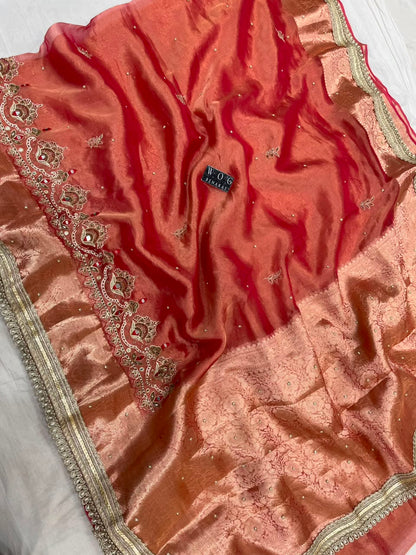 PURE TISSUE SILK SAREE WITH HANDWORK