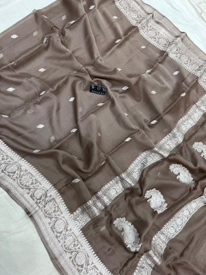 CHARCOAL HANDWOVEN KHADDI CHIFFON SAREE