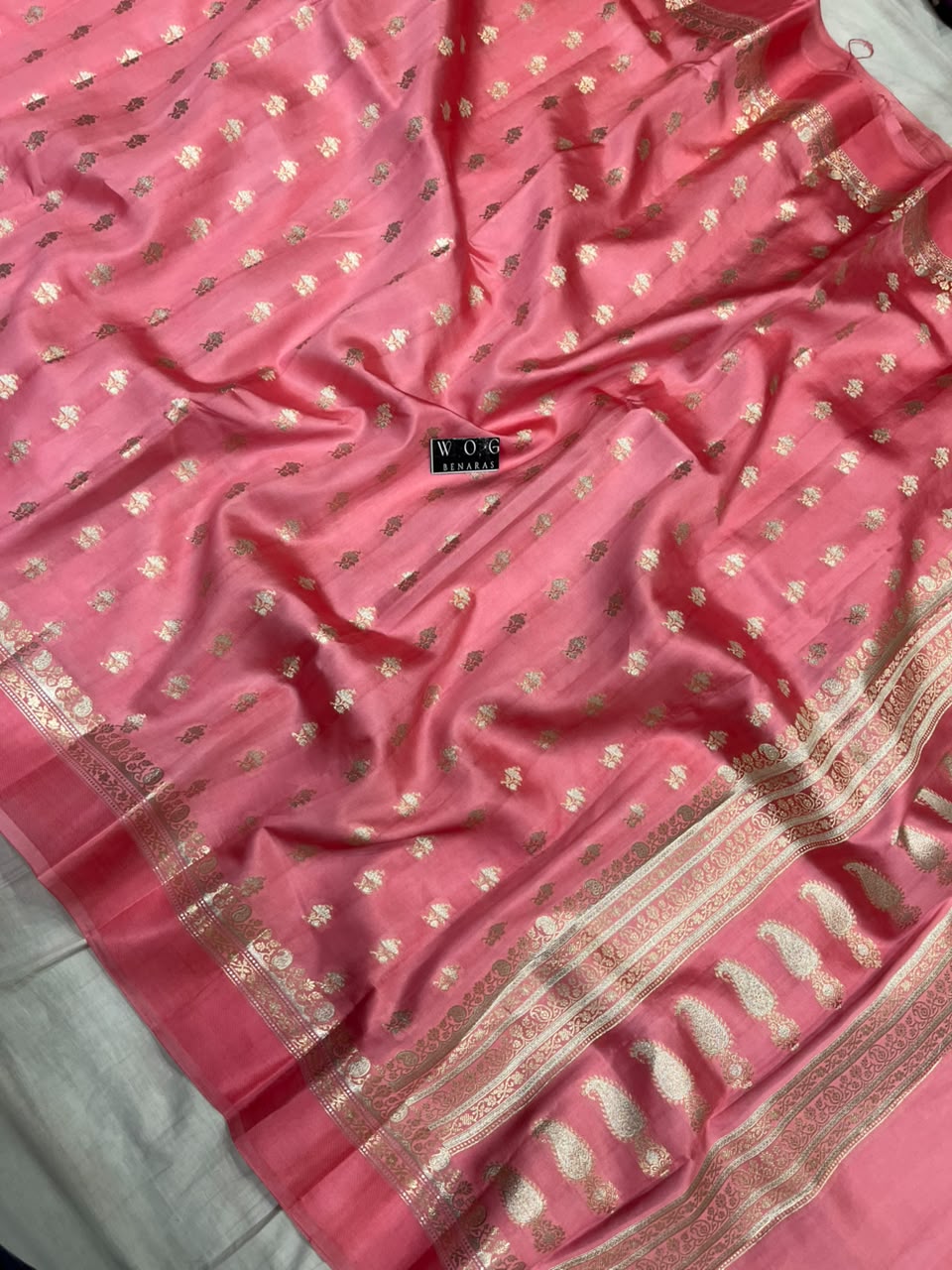 BLUSH PINK PURE RAW MANGO SILK SAREE