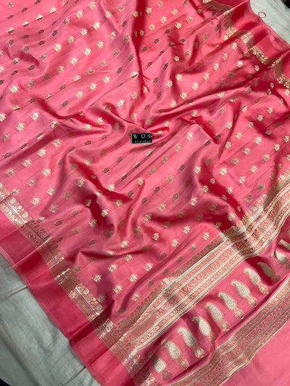 BLUSH PINK PURE RAW MANGO SILK SAREE