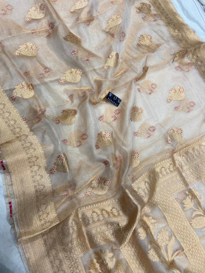 GOLDEN PURE IKTARA TISSUE SILK SAREE