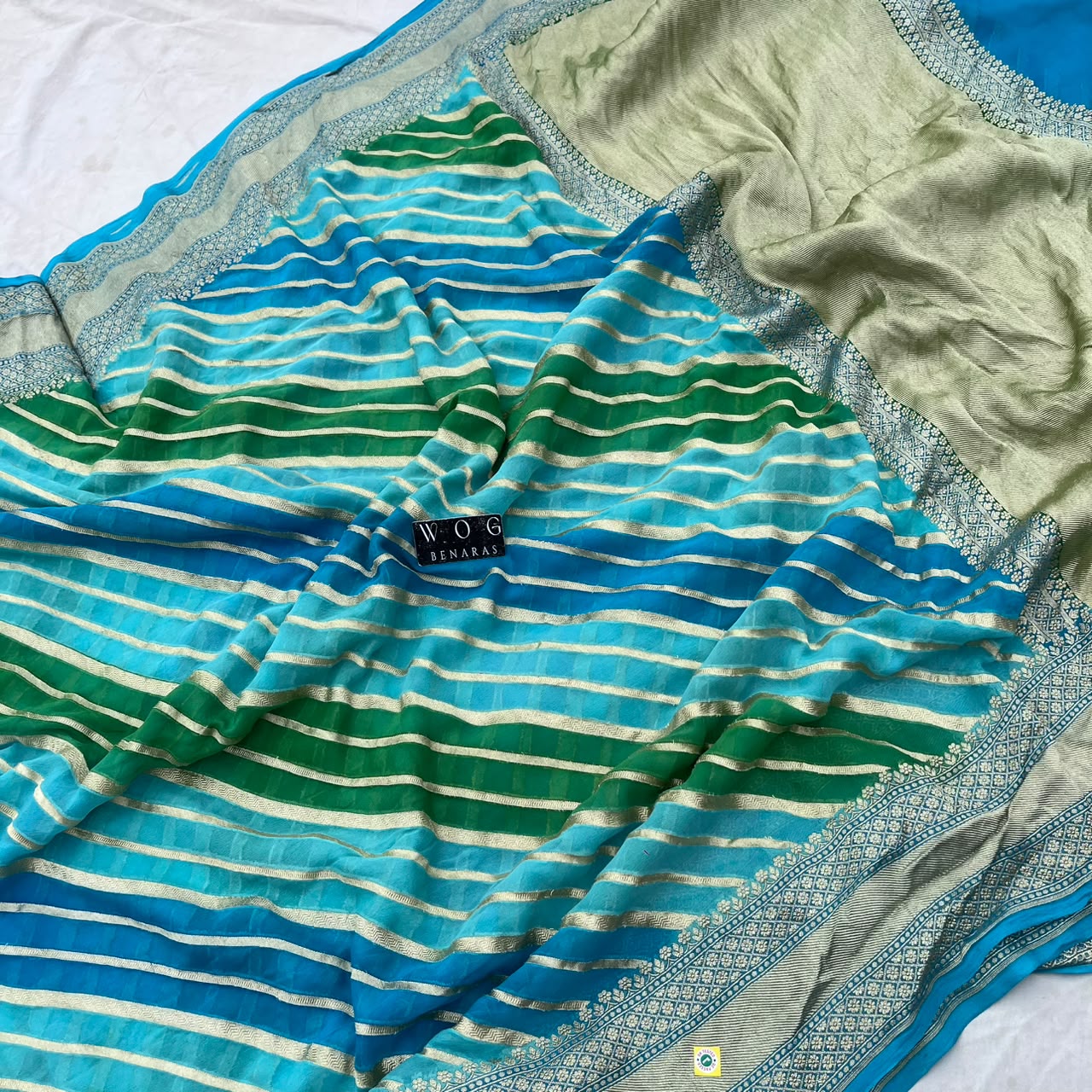 BLUE PURE KHADDI GEORGETTE SAREE IN RANGKAAT
