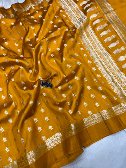 MUSTARD YELLOW PURE RAW MANGO SILK SAREE