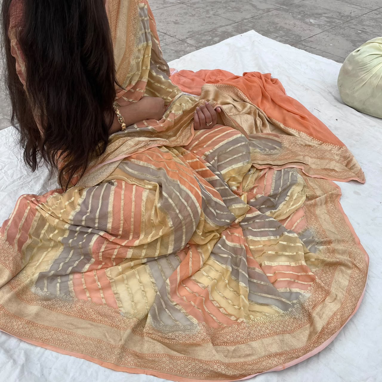 PEACH PURE KHADDI GEORGETTE SAREE IN RANGKAAT