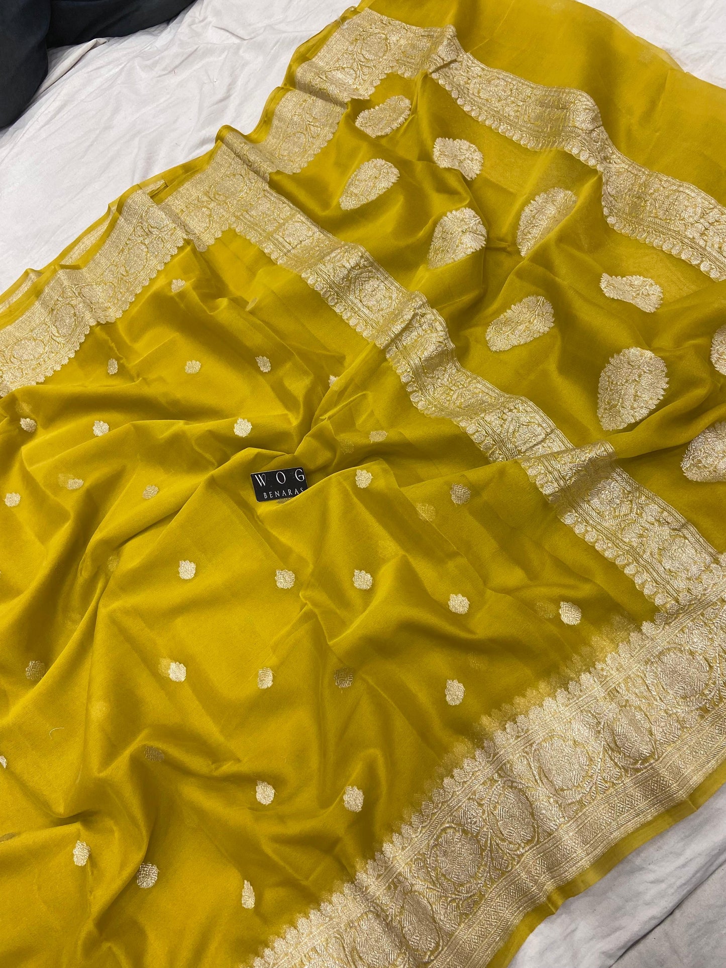 DHANI YELLOW PURE HANDWOVEN KHADDI CHIFFON