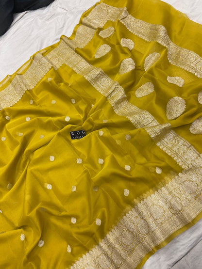 DHANI YELLOW PURE HANDWOVEN KHADDI CHIFFON