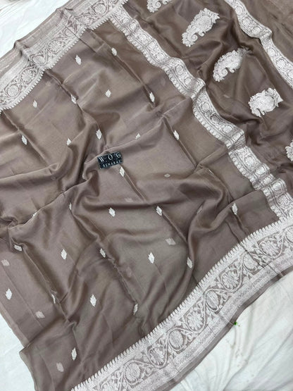 CHARCOAL HANDWOVEN KHADDI CHIFFON SAREE