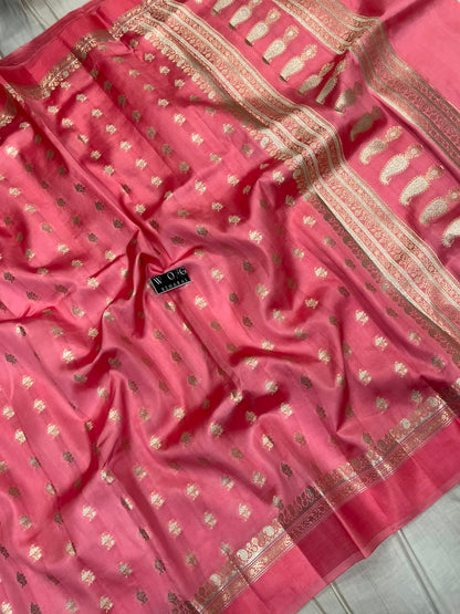 BLUSH PINK PURE RAW MANGO SILK SAREE