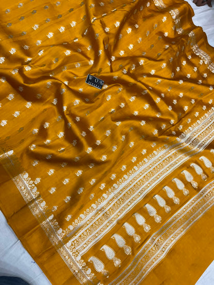 MUSTARD YELLOW PURE RAW MANGO SILK SAREE