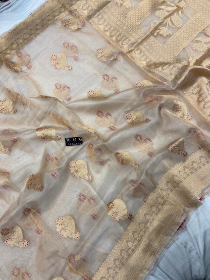 GOLDEN PURE IKTARA TISSUE SILK SAREE