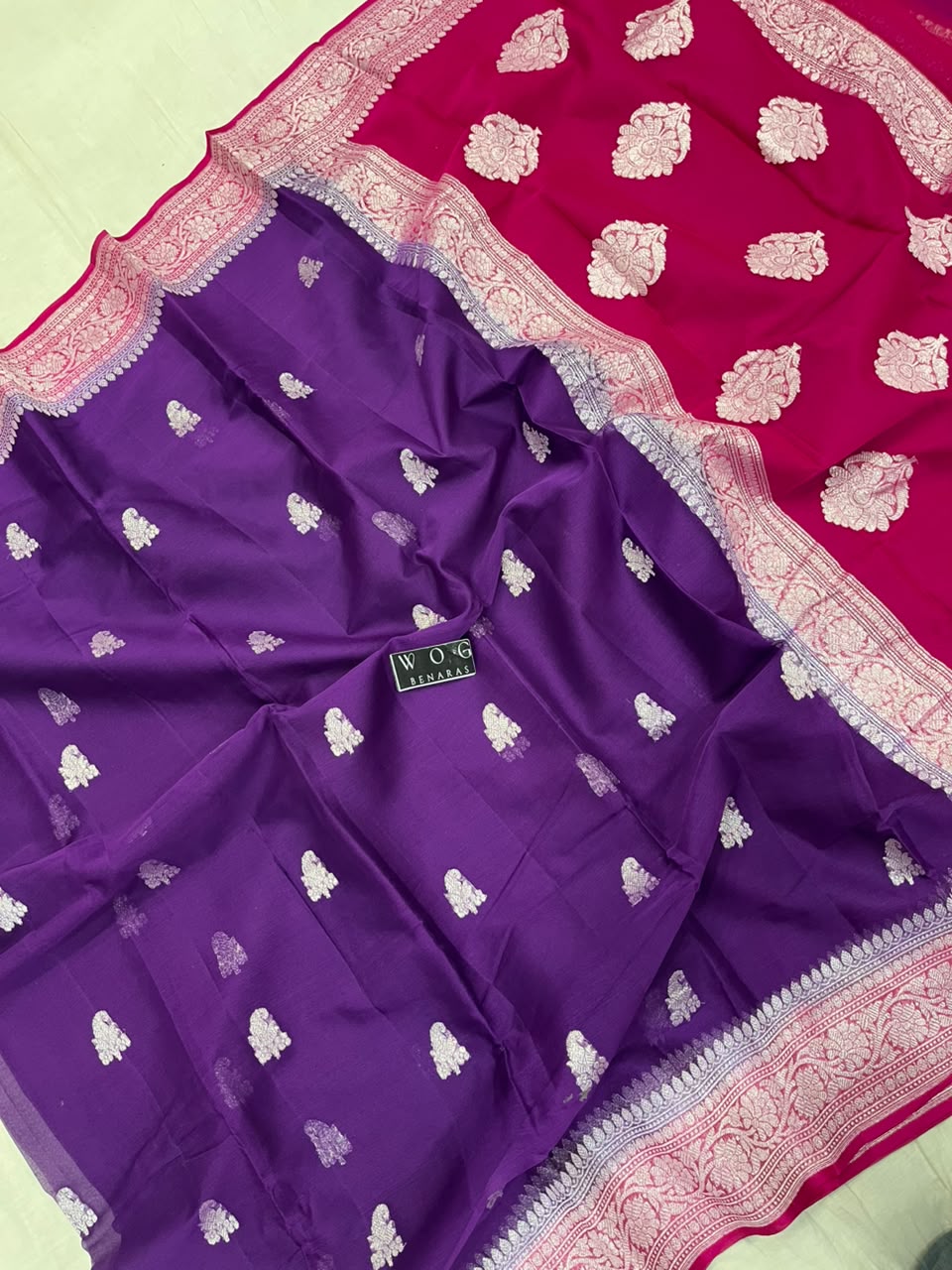 MERGENTA & RANI PURE HANDWOVEN KHADDI CHIFFON SAREE