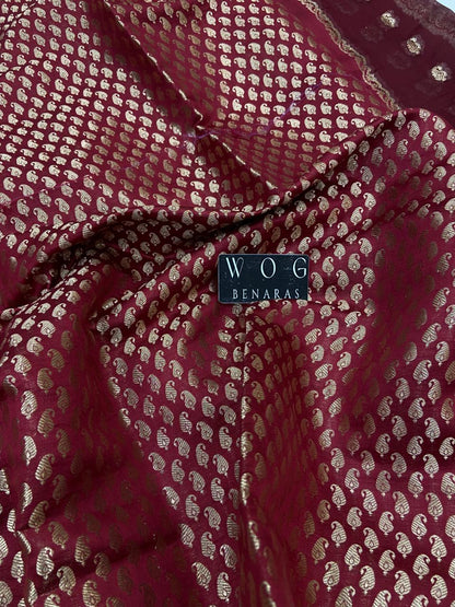 MEHROON PURE CHINIYA SILK SAREE