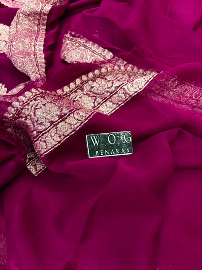 BURGUNDY PURE HANDWOVEN KHADDI CHIFFON SAREE