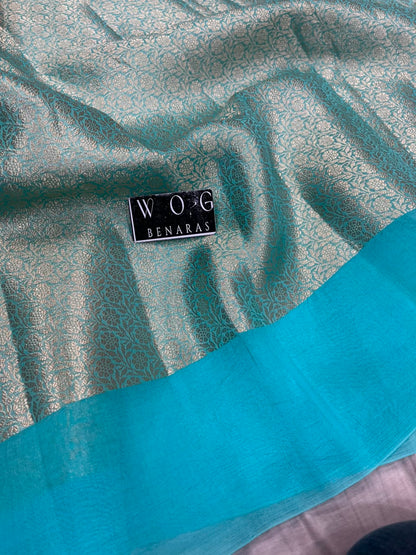 SKY BLUE PURE KORA SILK SAREE