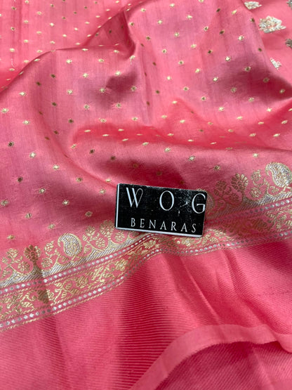 BLUSH PINK PURE RAW MANGO SILK SAREE