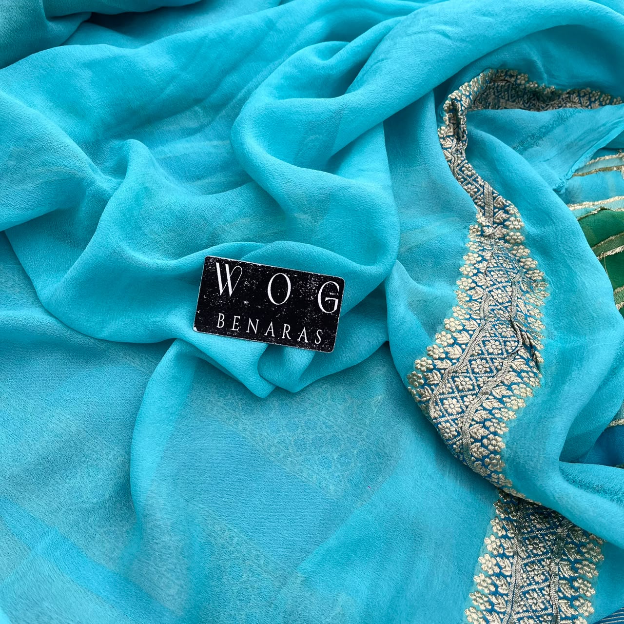 BLUE PURE KHADDI GEORGETTE SAREE IN RANGKAAT