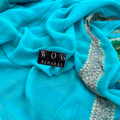 BLUE PURE KHADDI GEORGETTE SAREE IN RANGKAAT
