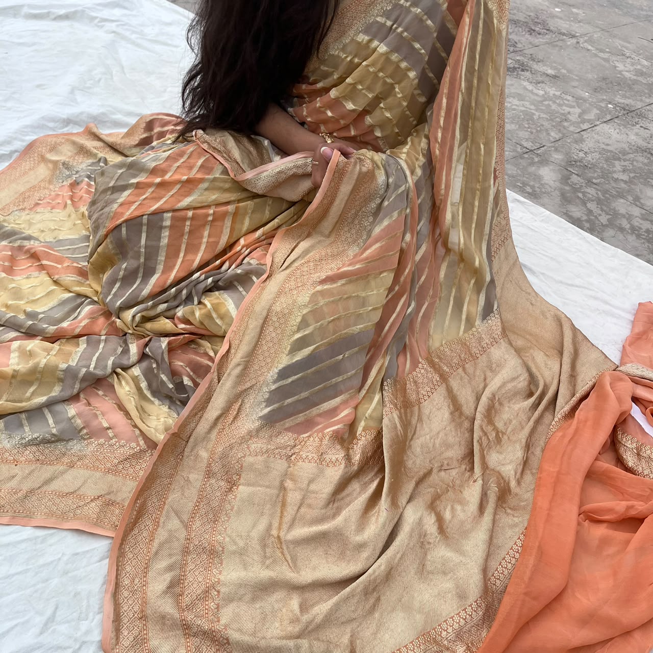 PEACH PURE KHADDI GEORGETTE SAREE IN RANGKAAT