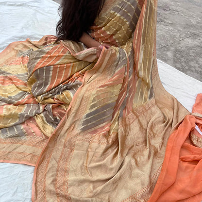 PEACH PURE KHADDI GEORGETTE SAREE IN RANGKAAT