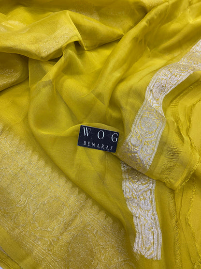 DHANI YELLOW PURE HANDWOVEN KHADDI CHIFFON