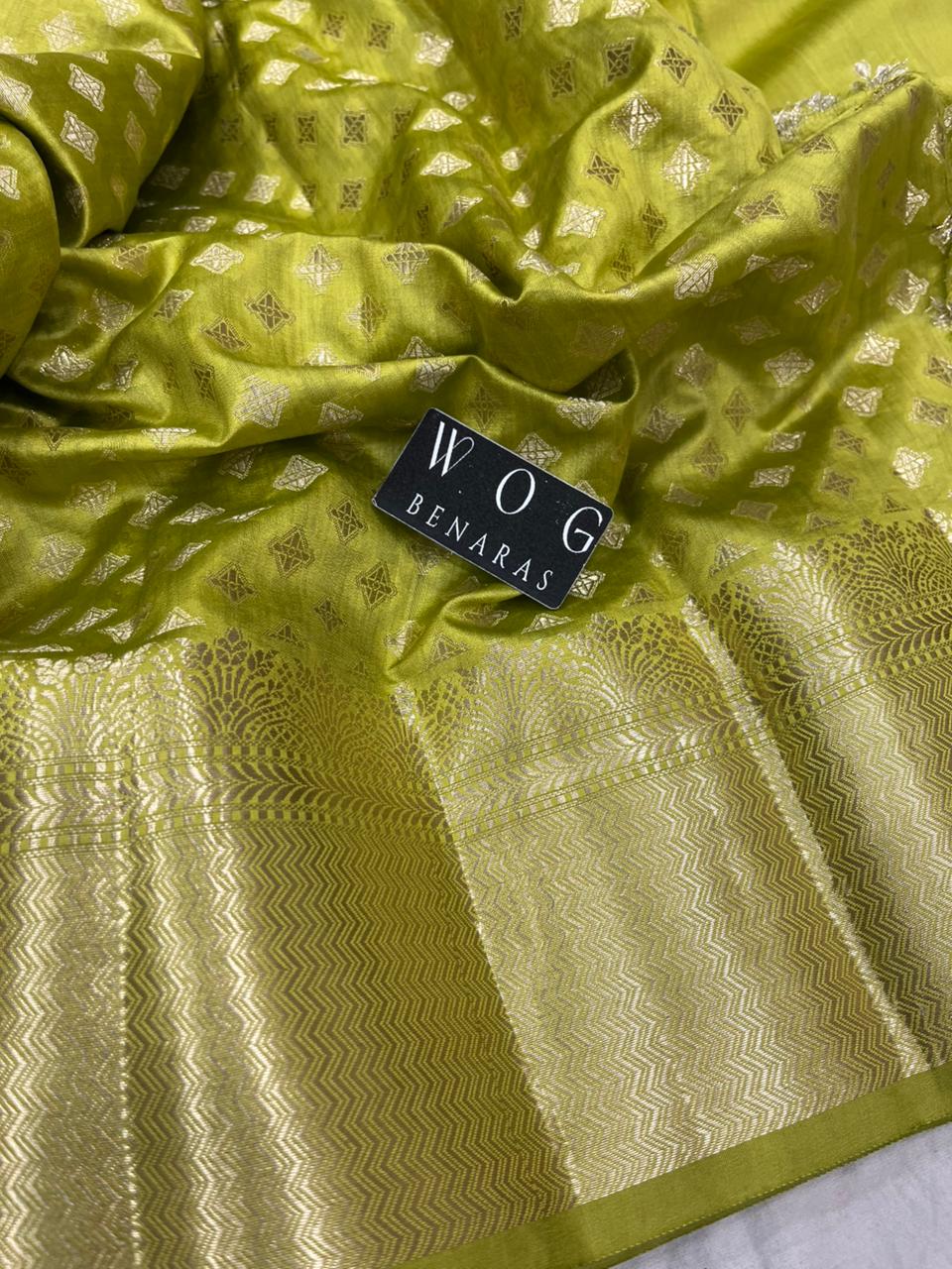 DHANI YELLOW PURE CHINIYA SILK BUTA SAREE