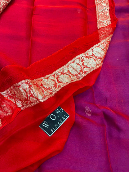 ROYAL & RED PURE HANDWOVEN KHADDI CHIFFON SAREE