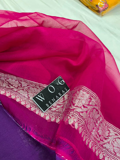 MERGENTA & RANI PURE HANDWOVEN KHADDI CHIFFON SAREE