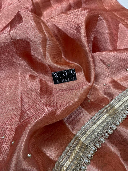 PURE TISSUE SILK SAREE WITH HANDWORK